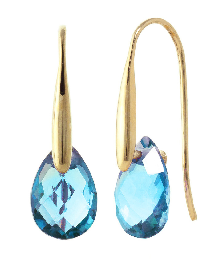 Blue Topaz Briolette Drop Earrings 6.0ctw in 9ct Gold